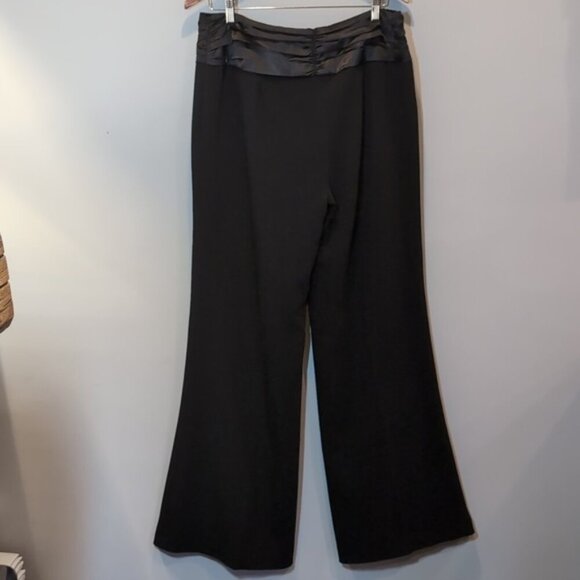 Bianca Nygard Pleated Satin Dress Pants Wide Leg High Rise Womens Size 12 Black - Picture 6 of 15